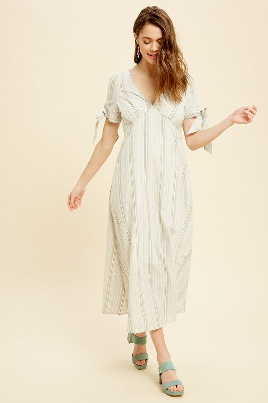 Multi Stripe V-neck Maxi Dress