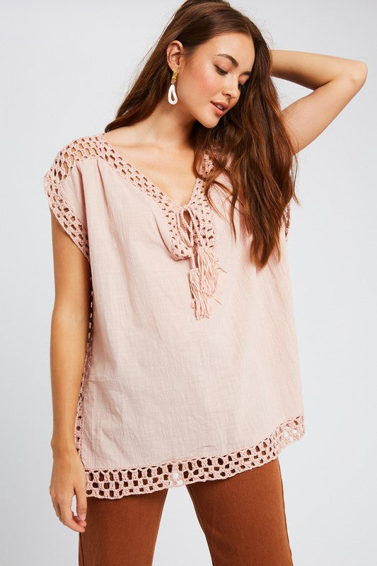 Hand Crochet Woven Poncho Top