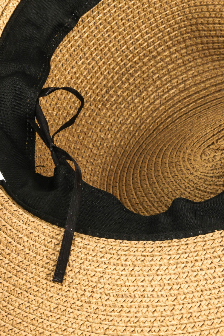 Straw Hat With Faux Snakeskin Band