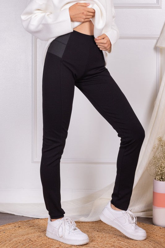 High Waisted Ponte Leggings With Seam Detail