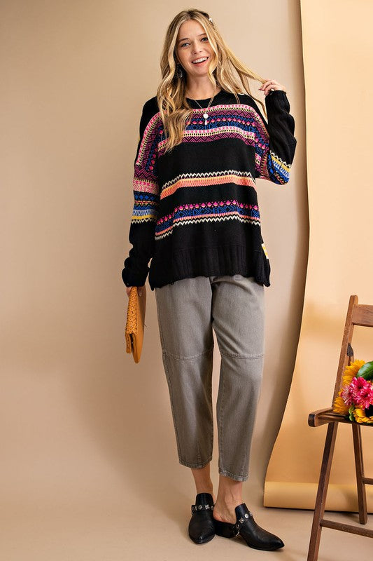 Boho Tribe Inspired Sweater Knit Pullover