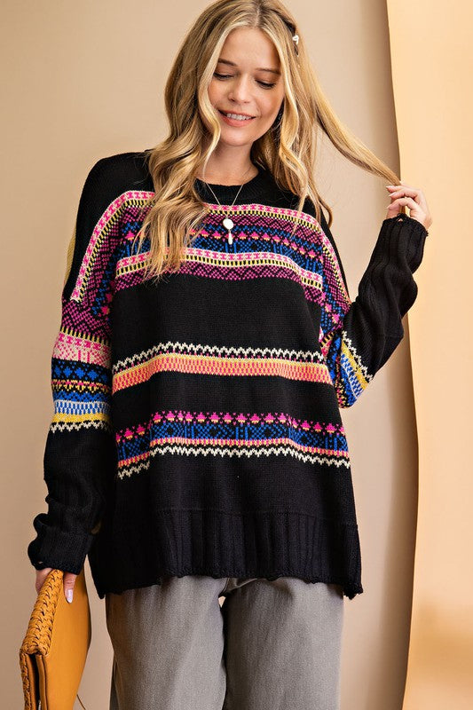 Boho Tribe Inspired Sweater Knit Pullover