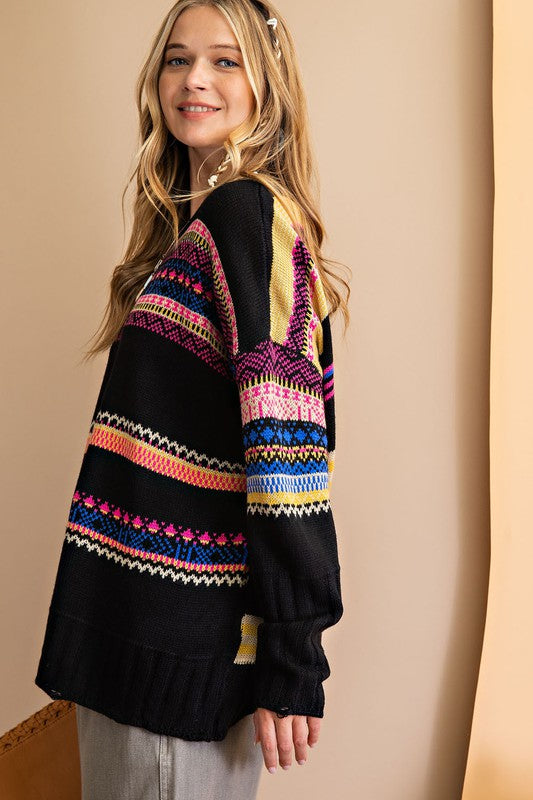 Boho Tribe Inspired Sweater Knit Pullover