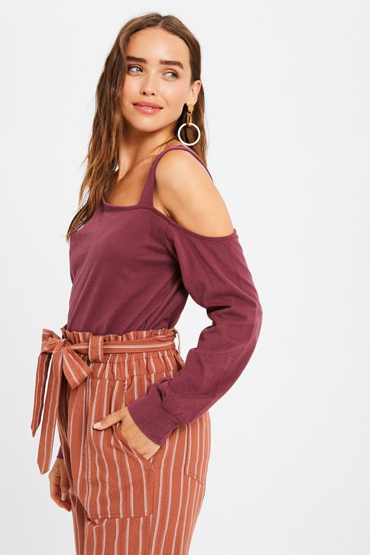 Solid Cotton Knitted One Shoulder Top