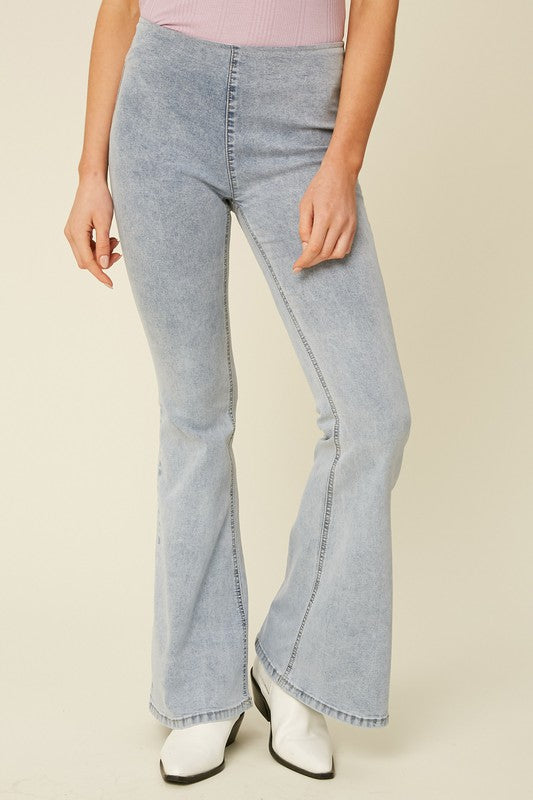 Stretch High Rise Flare Denim Pants