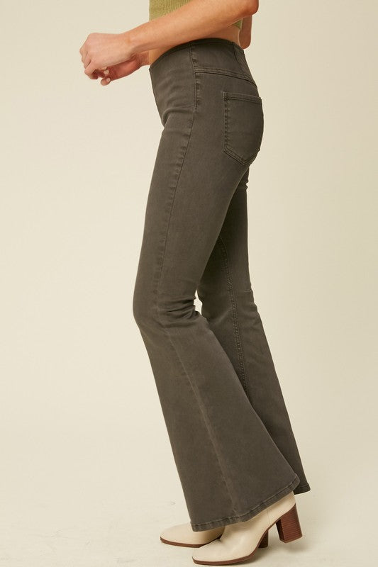 Stretch High Rise Flare Denim Pants