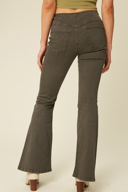 Stretch High Rise Flare Denim Pants