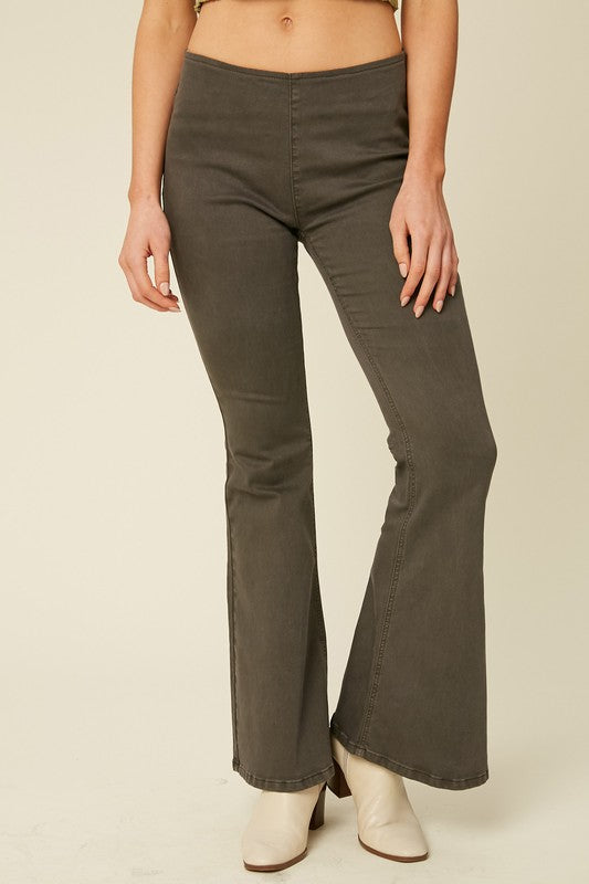 Stretch High Rise Flare Denim Pants