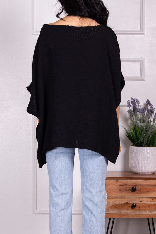 Gauze Poncho Top