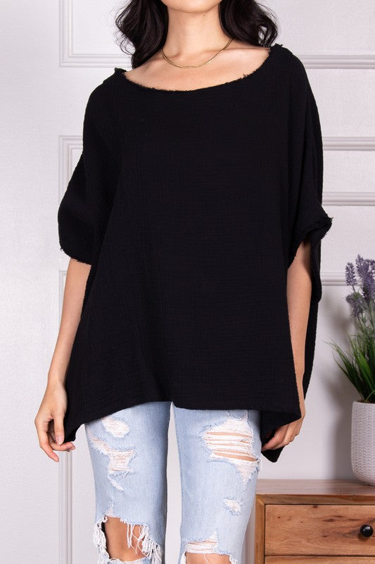 Gauze Poncho Top