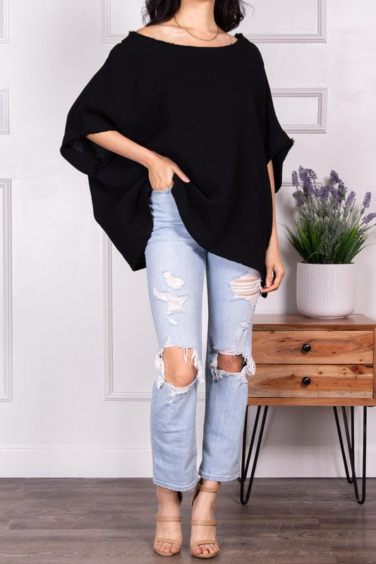 Gauze Poncho Top