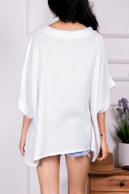 Gauze Poncho Top