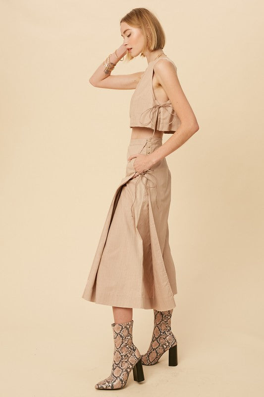 Stretch Linen Sleeveless Top and Palazzo Pant Set