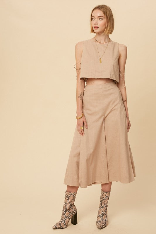 Stretch Linen Sleeveless Top and Palazzo Pant Set