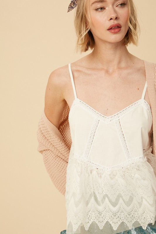 Sweetheart Neck Flutter Hem Camisole Top