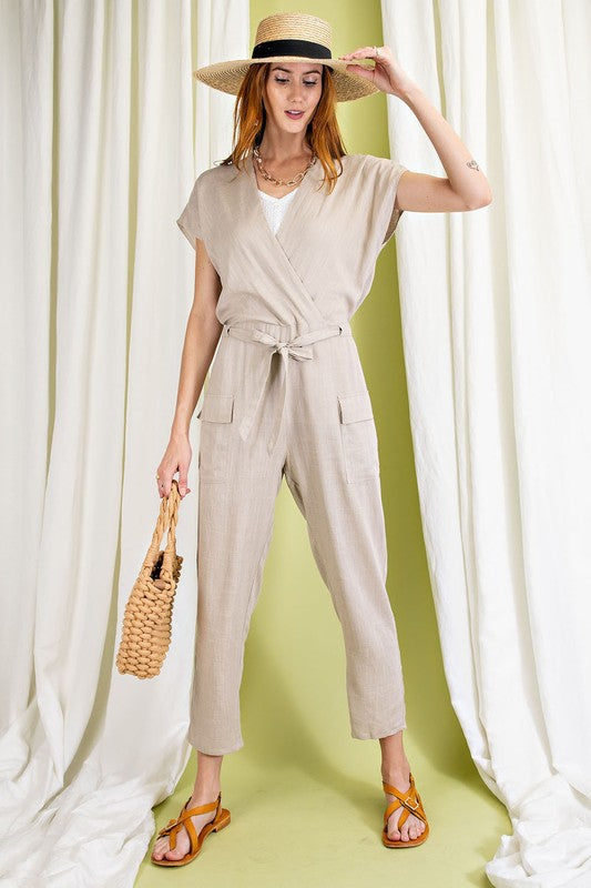 Cargo Inspired Linen Jumpsuit