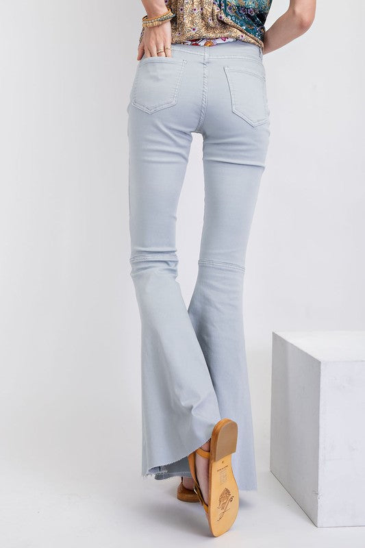 Stretch Button Bell Bottom Jean