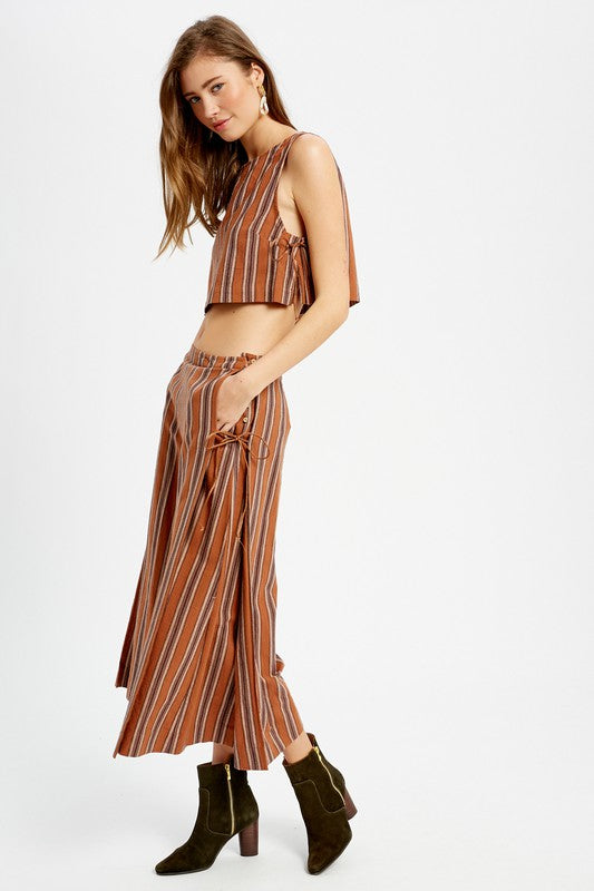 Striped Woven and Palazzo Pants Set