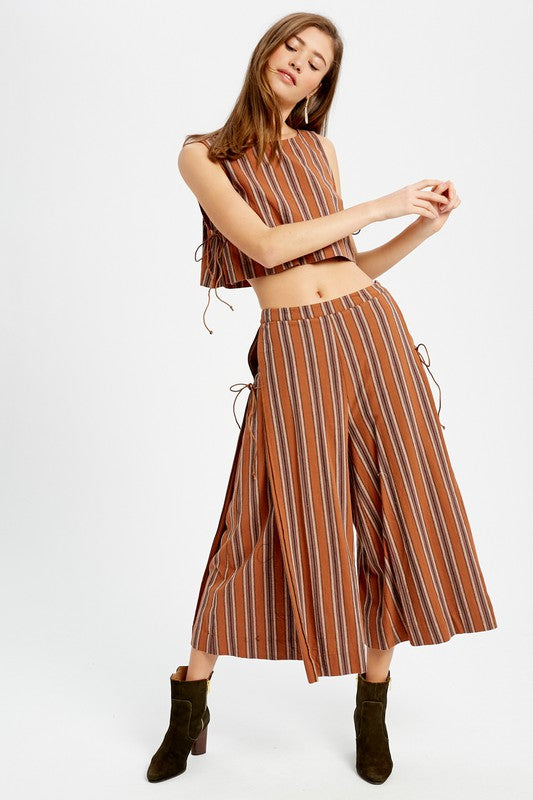 Striped Woven and Palazzo Pants Set