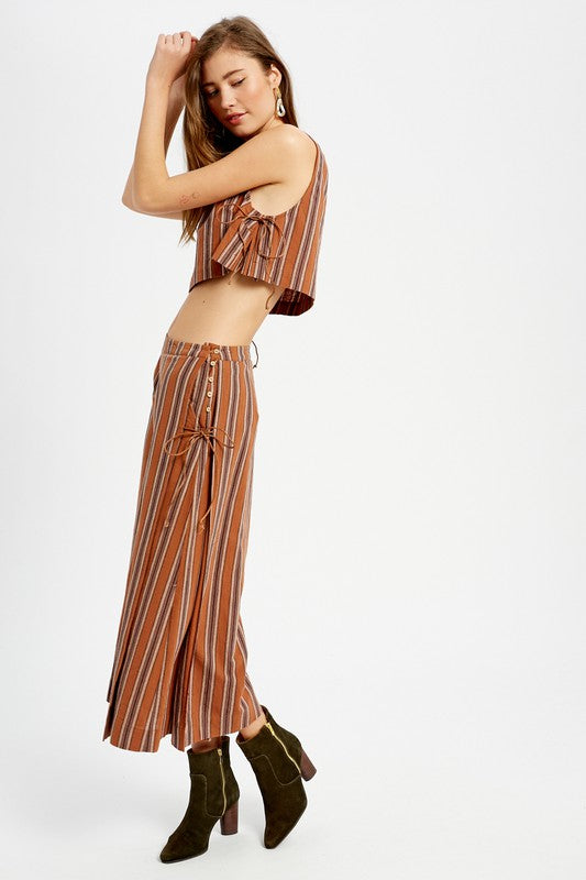 Striped Woven and Palazzo Pants Set