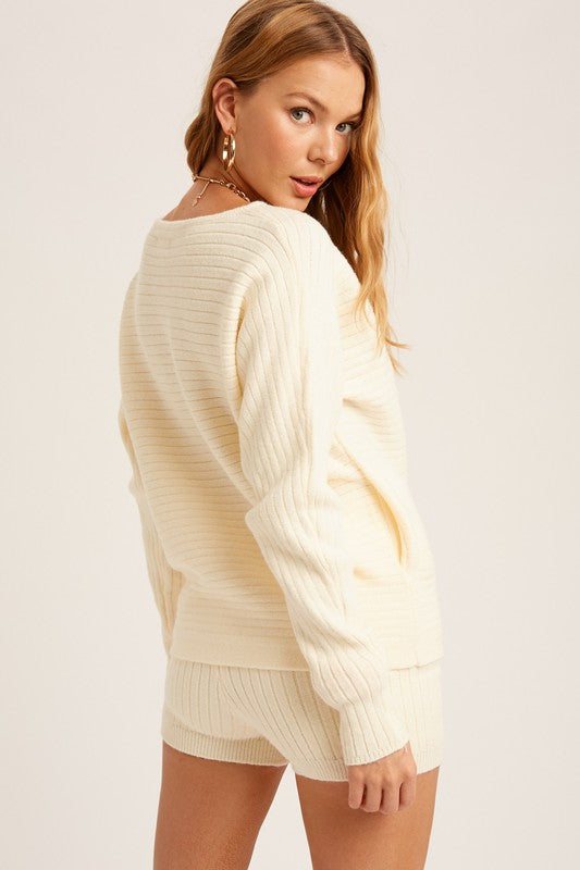 Cozy Ribbed Pullover And Short Sweater Sets