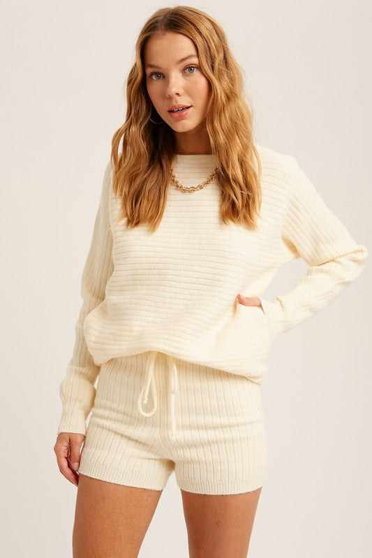 Cozy Ribbed Pullover And Short Sweater Sets