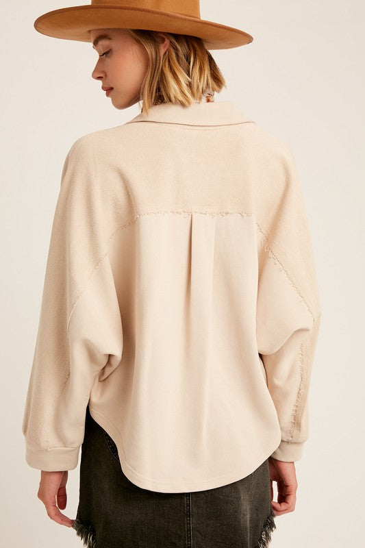 French Terry Dolman Sleeves Shirt Jacket