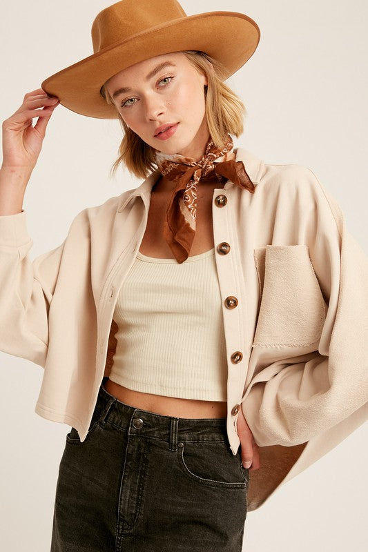 French Terry Dolman Sleeves Shirt Jacket