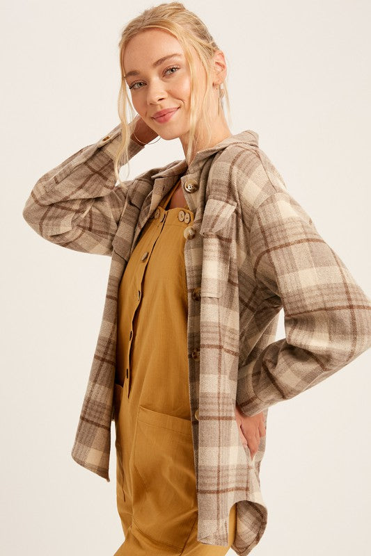 Shacket multi plaid flannel shirt jacket