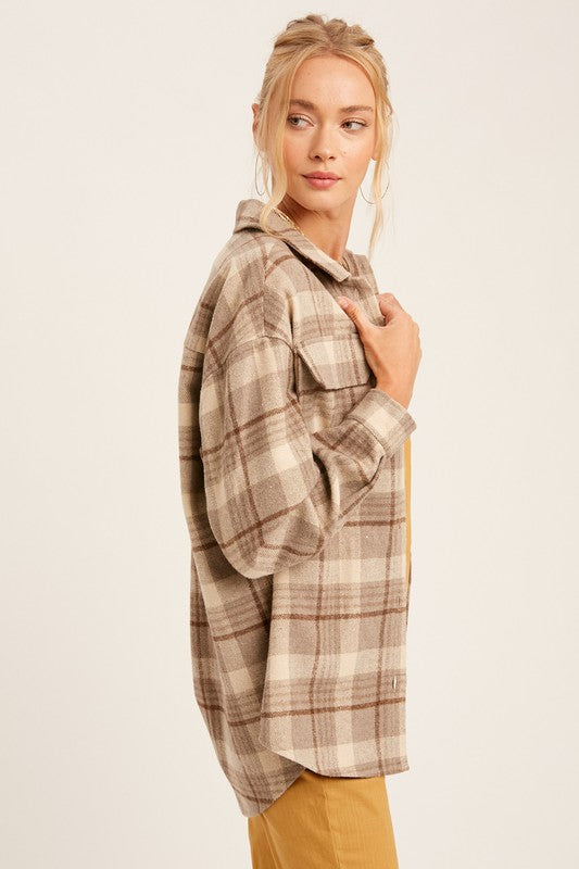 Shacket multi plaid flannel shirt jacket