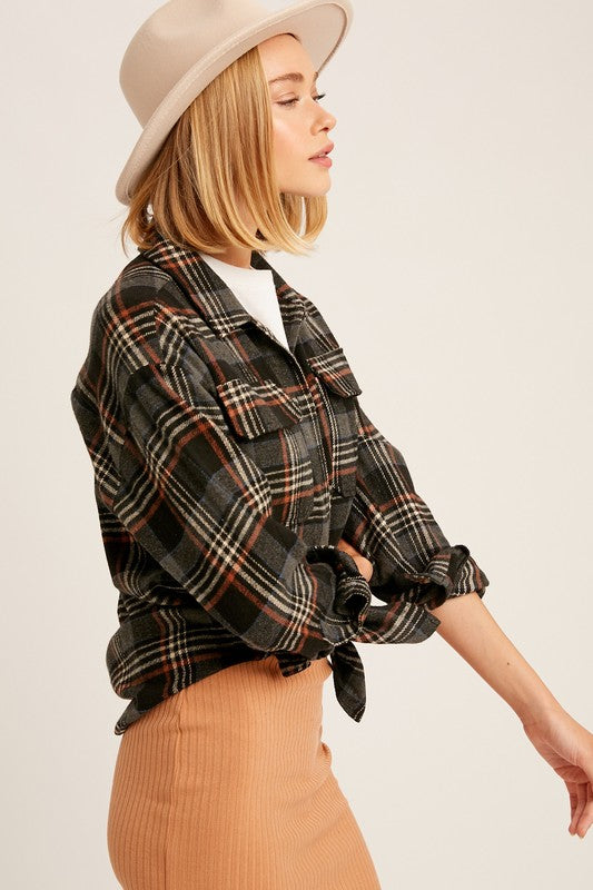 Shacket multi plaid flannel shirt jacket