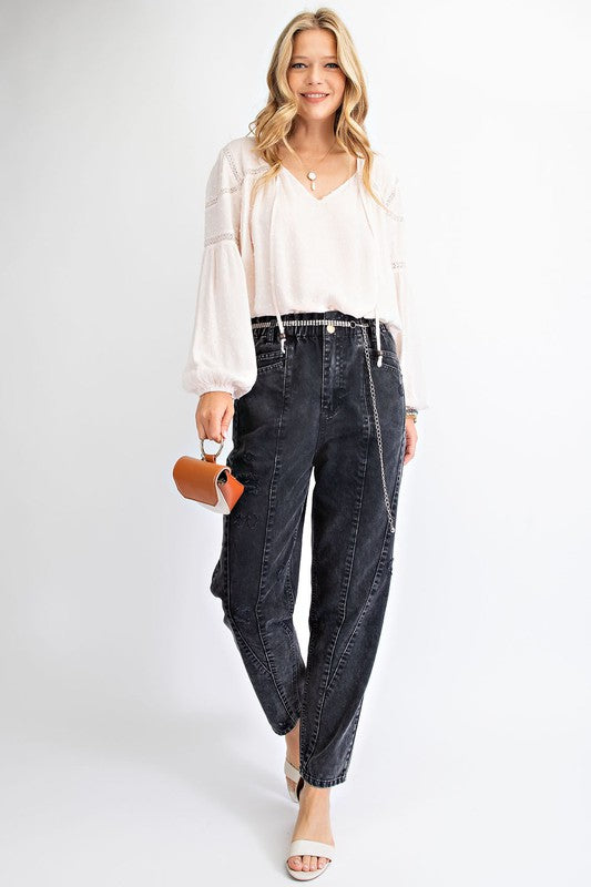 Mineral Washed Boyfriend Pants