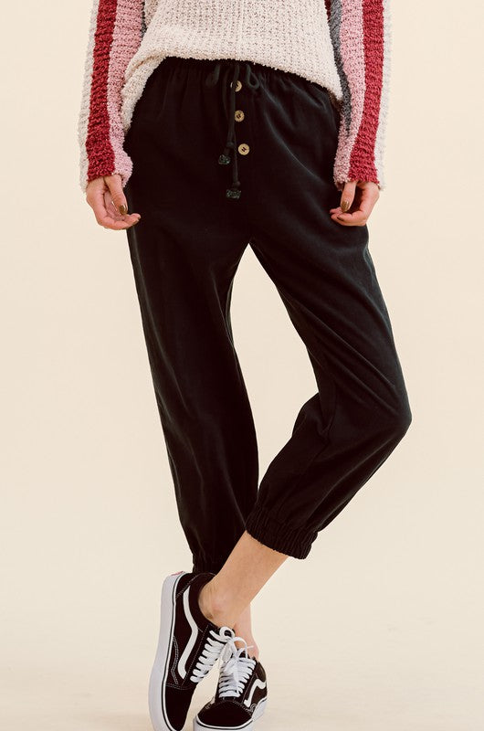 Corduroy Button Down Jogger Pants