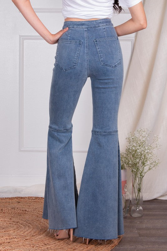 Stretch Denim Flare Pants