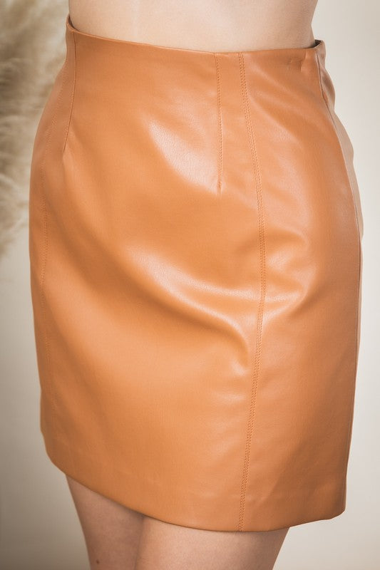 High Waist Faux Leather Mini Skirt