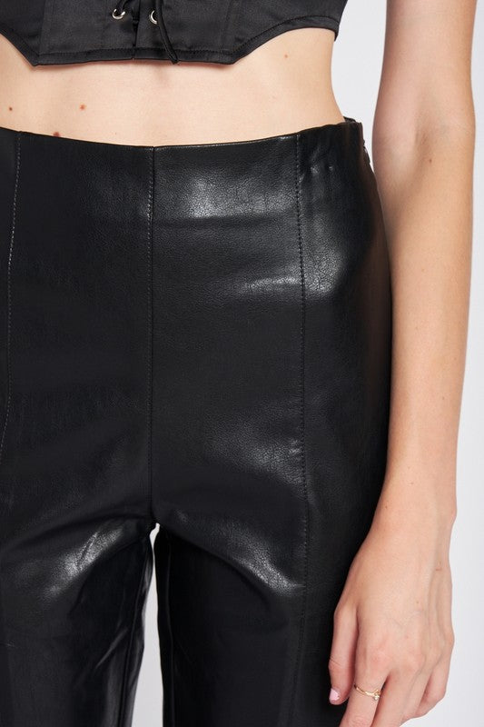 High Waisted Leather Crop Pants