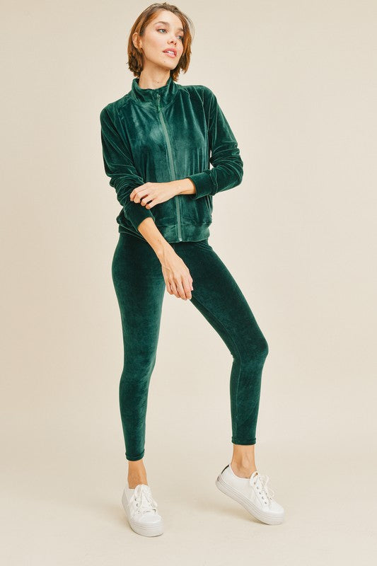 Velour Active Jacket & Legging Set