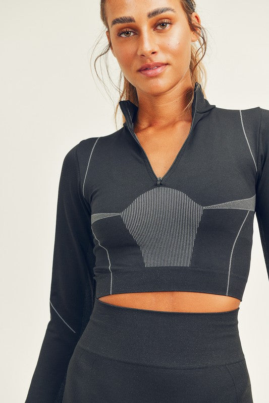 Half Zip Seamless Long Sleeve Crop Top & Legging