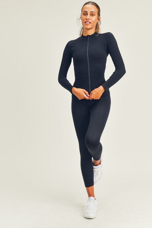 Seamless Ribbed Full Zip Jacket & Legging Set