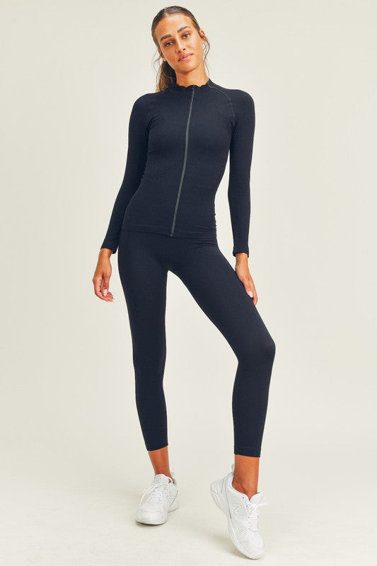 Seamless Ribbed Full Zip Jacket & Legging Set