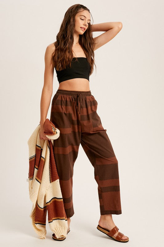 Color Block Striped Woven Slouchy Pants