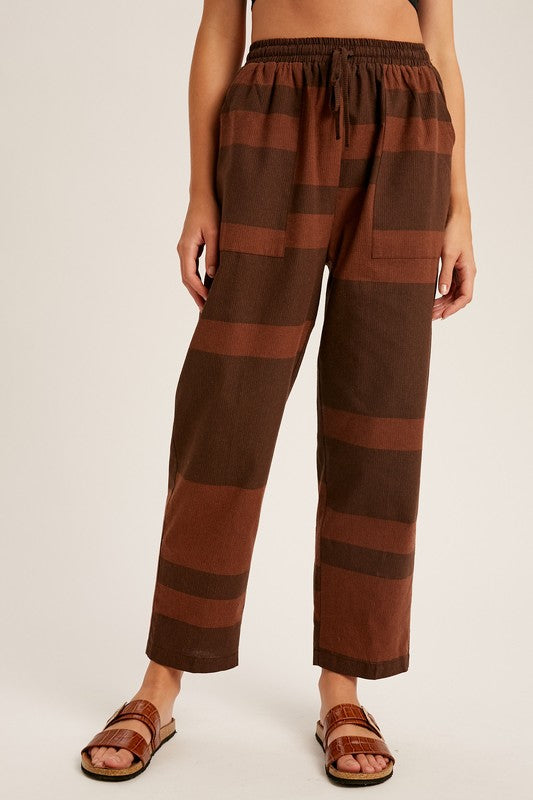 Color Block Striped Woven Slouchy Pants