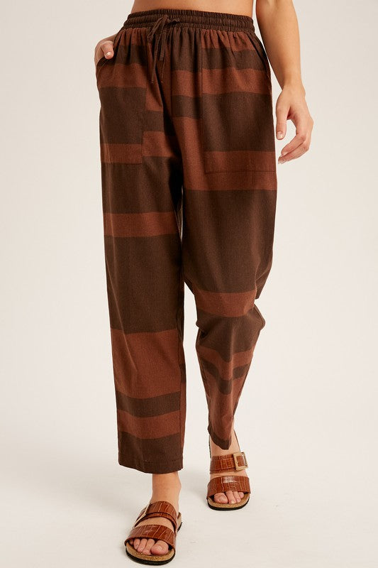 Color Block Striped Woven Slouchy Pants