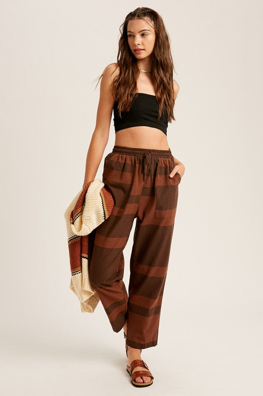 Color Block Striped Woven Slouchy Pants