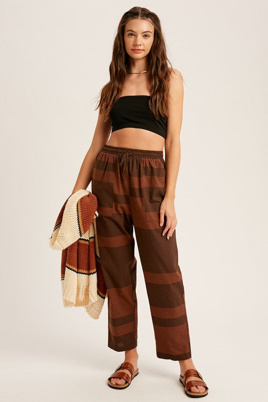 Color Block Striped Woven Slouchy Pants