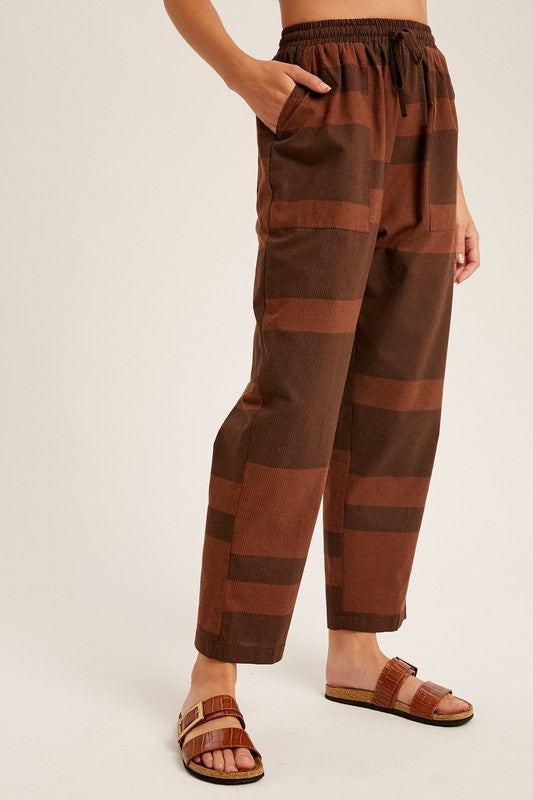 Color Block Striped Woven Slouchy Pants