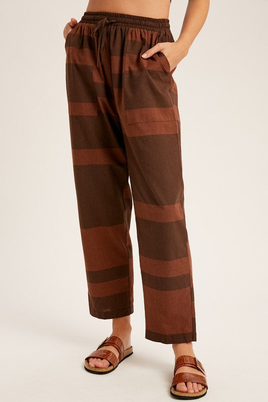 Color Block Striped Woven Slouchy Pants