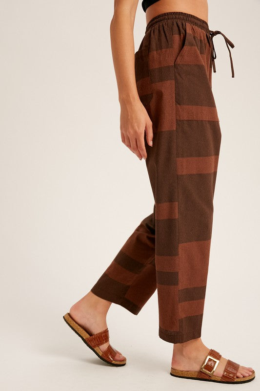 Color Block Striped Woven Slouchy Pants