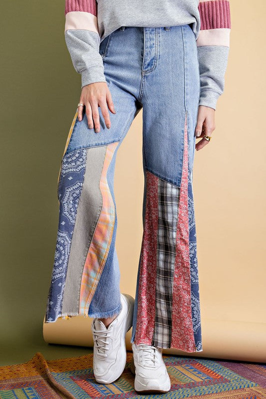 Pale Misty Rose Printed Bell-Bottom Pants Design by Alpona Designs at  Pernia's Pop Up Shop 2024