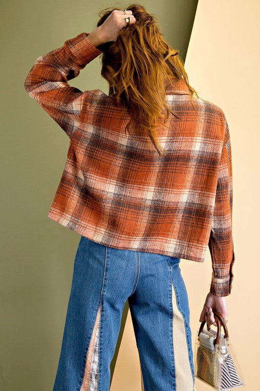 Plaid Button Down Jacket.